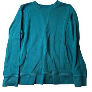 DULUTH TRADING CO Women's Rib Crewneck Sweatshirt Teal Size LARGE